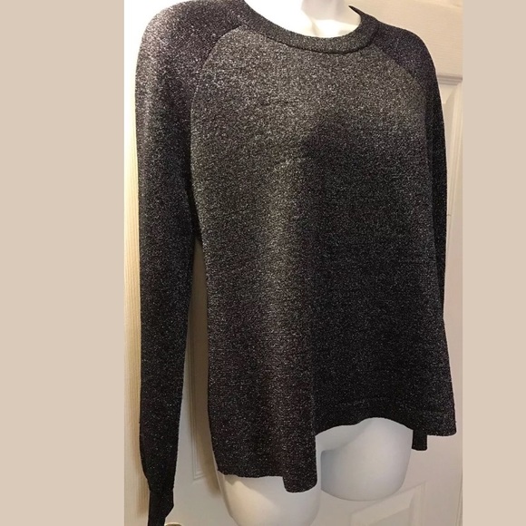 J.CREW Sparkle Side Slit Sweater Midnight Blue Crewneck Pullover Shimmer Knit - Picture 8 of 8